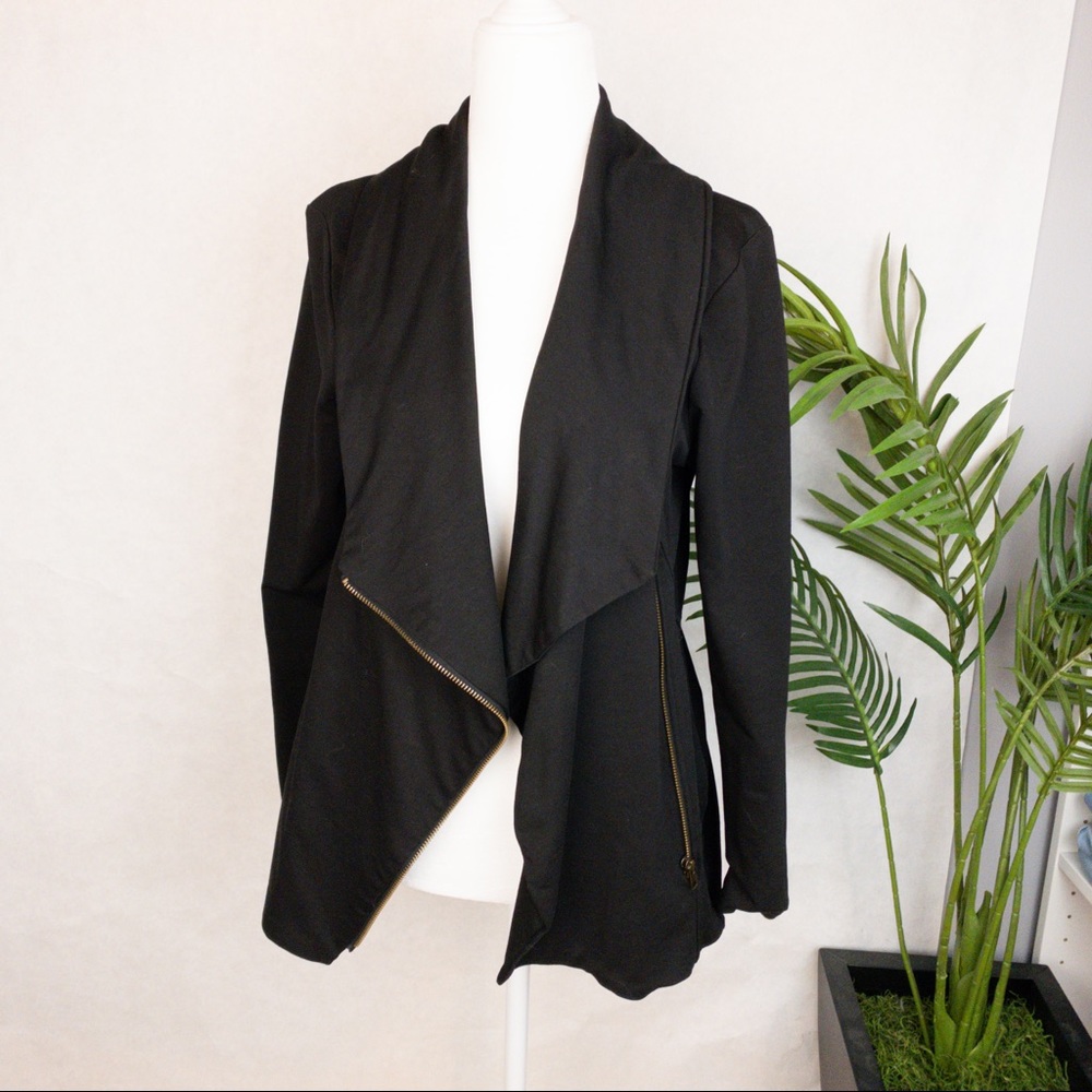 Akira Black Jacket Cotton Spandex Zip Wrap Up